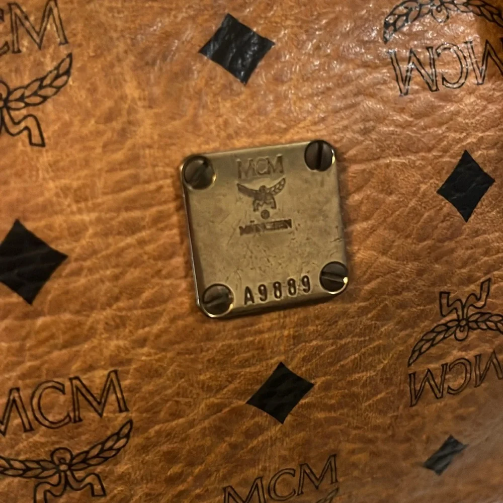 MCM Brown Logo Satchel with Gold Accents-Speedy 25 size - Picture 2 of 13